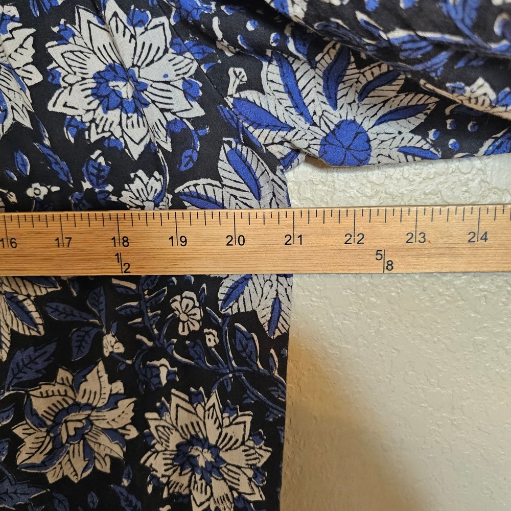 The Shirt Rochelle Behrens Floral Drop Waist Mini Dress Blue Black Womens Small - Picture 9 of 9